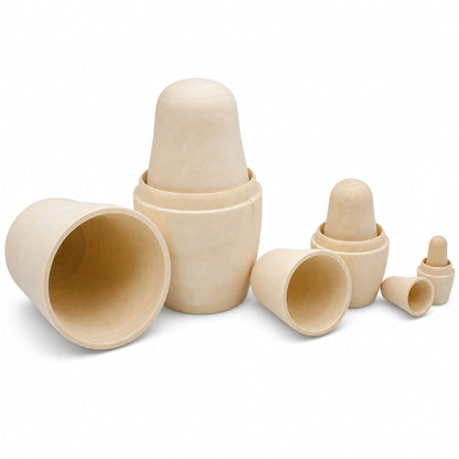 Set of 6 Unfinished Wooden Nesting Dolls DIY Craft Blanks for Painting 5.5 Inches