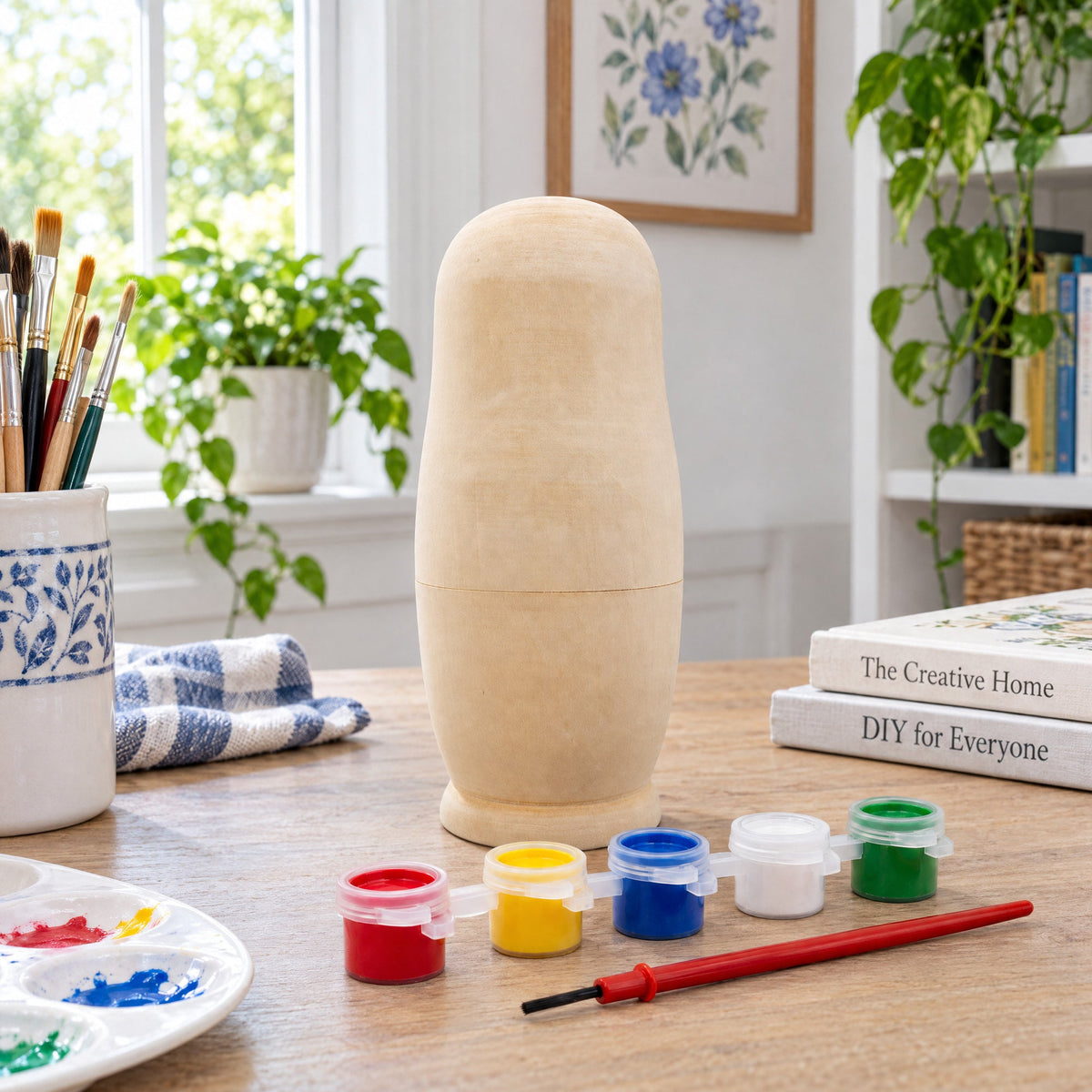 Unfinished Wooden Nesting Doll DIY Craft Blank for Painting 6.75 Inches