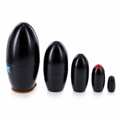 Set of 5 Penguins Wooden Nesting Dolls 5 Inches