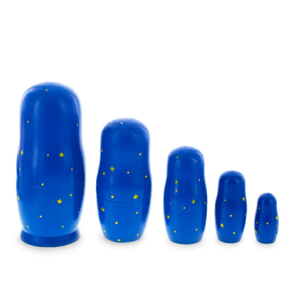 Set of 5 Nativity Scene Set Wooden Nesting Dolls 5.75 Inches
