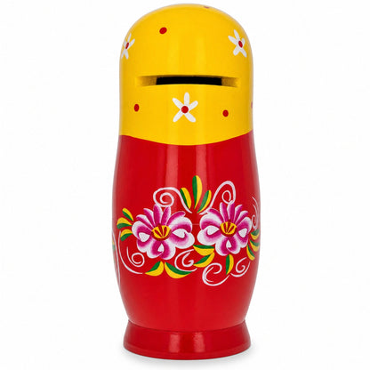 Matryoshka Wooden Nesting Doll Piggy Bank 6.5 Inches
