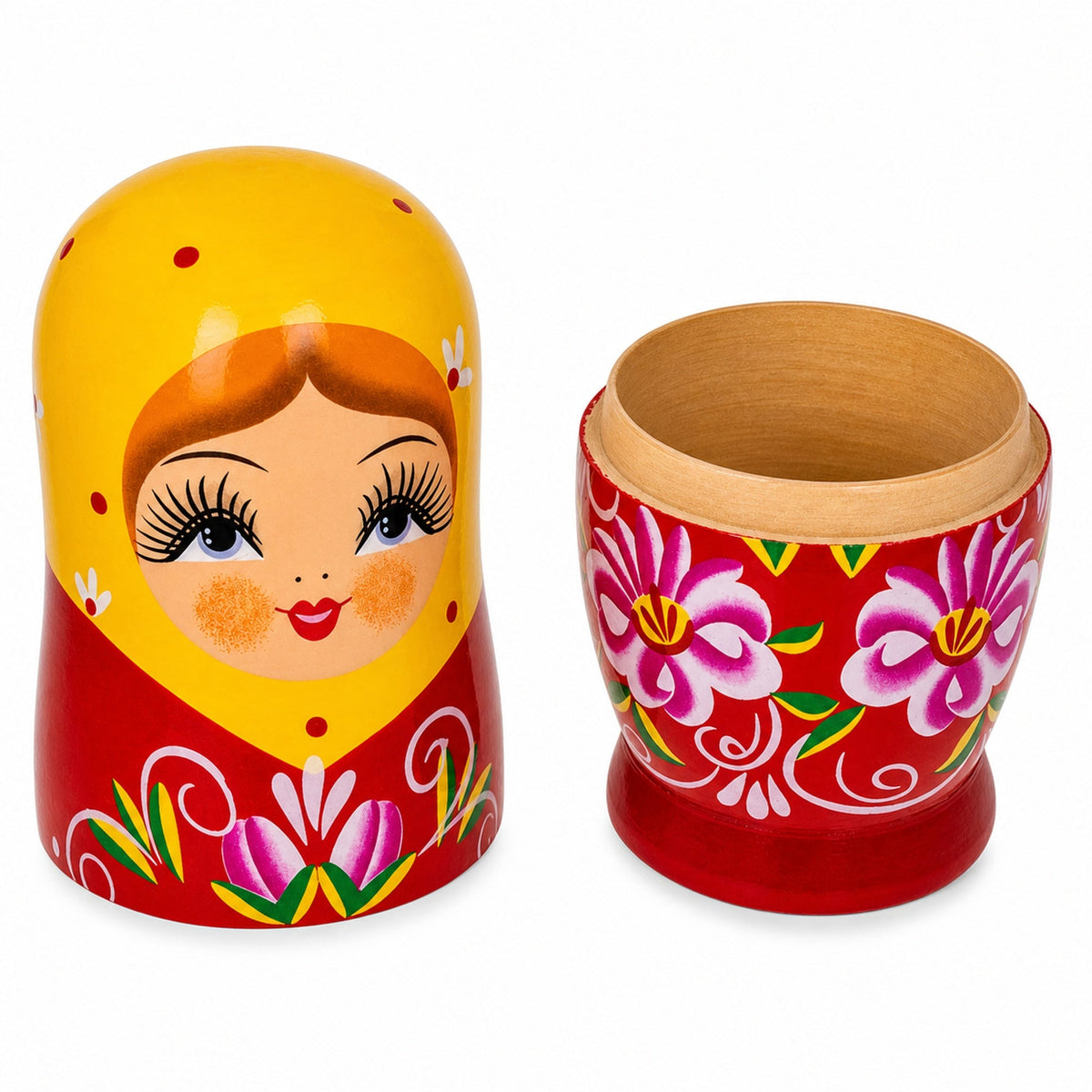 Matryoshka Wooden Nesting Doll Piggy Bank 6.5 Inches