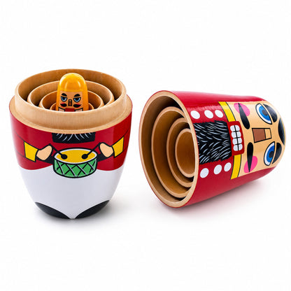 Set of 5 Nutcrackers Wooden Nesting Dolls 5.5 Inches