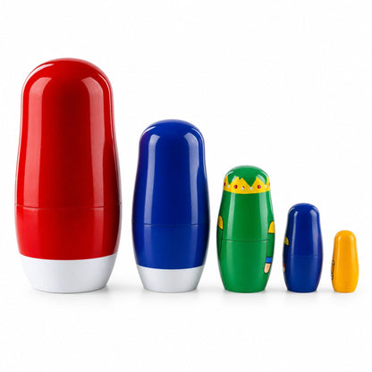 Set of 5 Nutcrackers Wooden Nesting Dolls 5.5 Inches