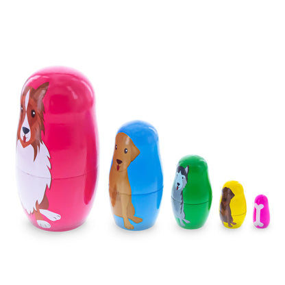 Dogs Wooden Nesting Dolls 4.75 Inches