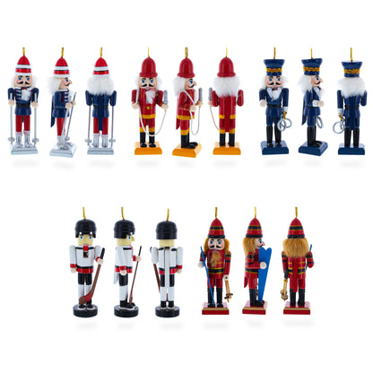 Nutcracker Ornament Set of 5 Wooden Christmas Figures 5 Inches