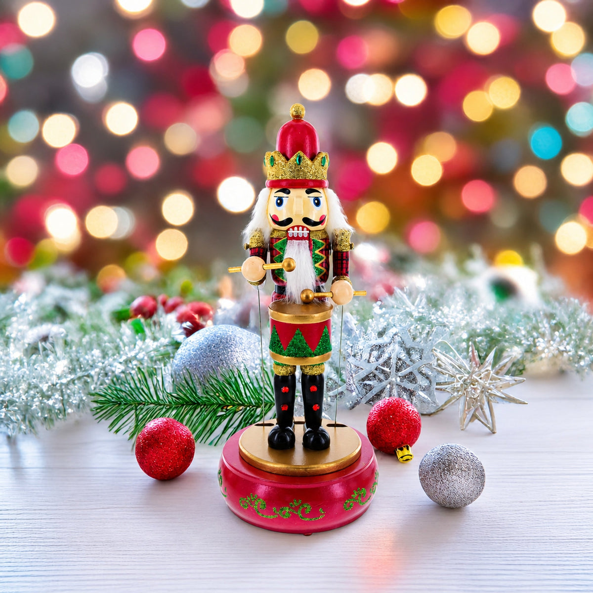 Animated Nutcracker the Drummer Musical Figurine 13 Inches