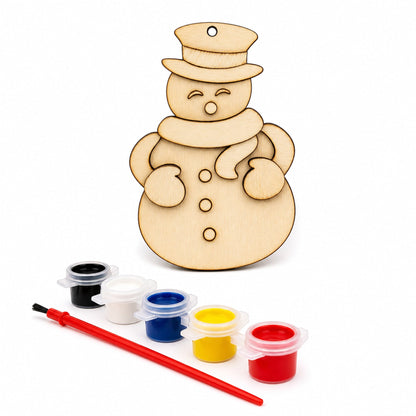 Unfinished Wooden Snowman Christmas Ornament Cutout DIY Craft Kit