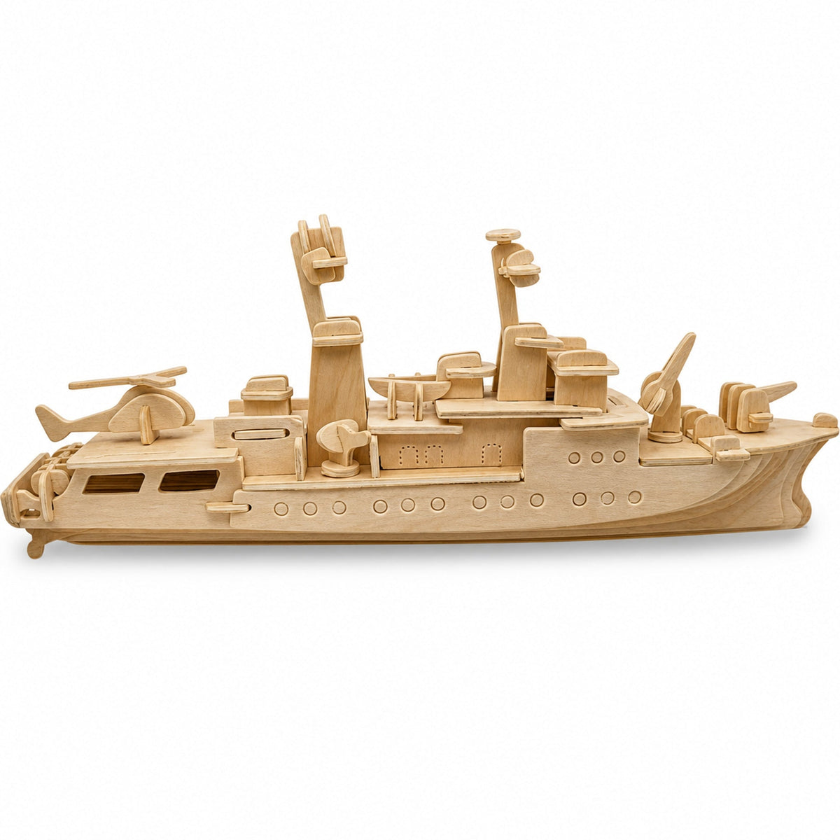 Navy Battleship Destroyer Boat Model Kit Wooden 3D Puzzle 13 Inches Long