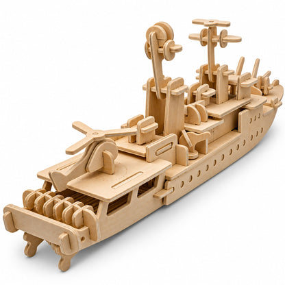 Navy Battleship Destroyer Boat Model Kit Wooden 3D Puzzle 13 Inches Long