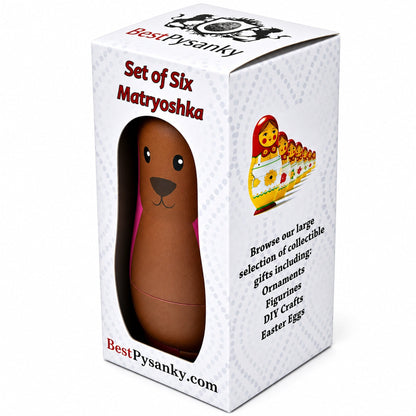 6 Animals: Dog, Cat, Horse, Fish, Chick, Bunny Plastic Nesting Dolls 4.5 Inches