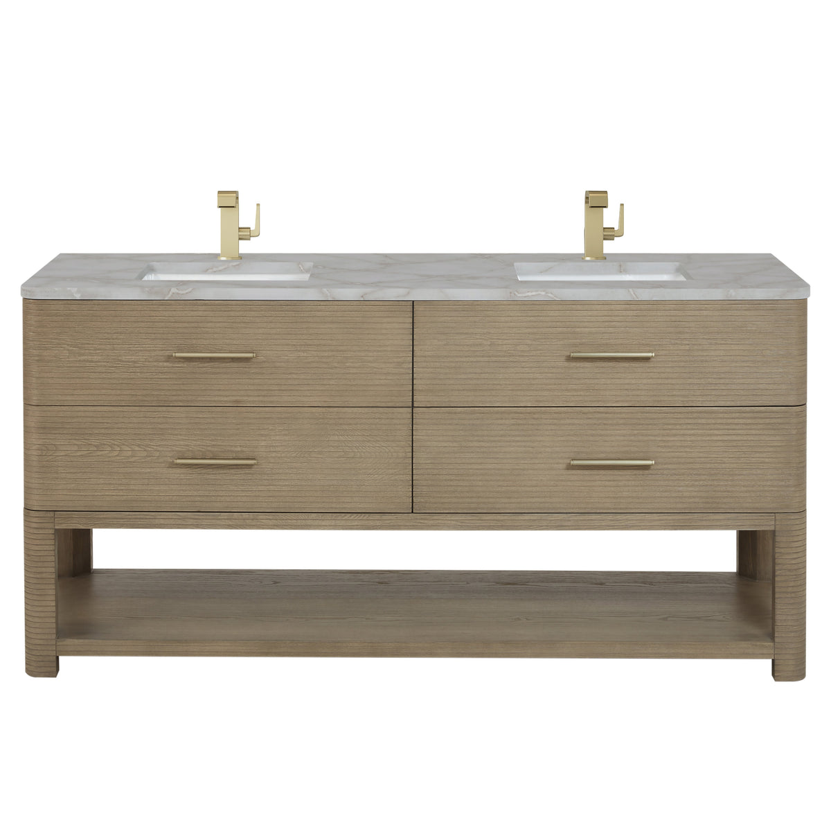 James Martin Lucian 72" Double Bathroom Vanity, Pebble Oak