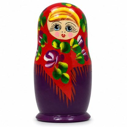 Set of 3 Deep Red Dress Wooden  Nesting Dolls 3.5 Inches