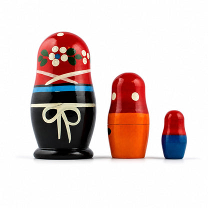 Set of 3 Folk Girls in Blue Scarf Wooden Nesting Dolls 3.5 Inches