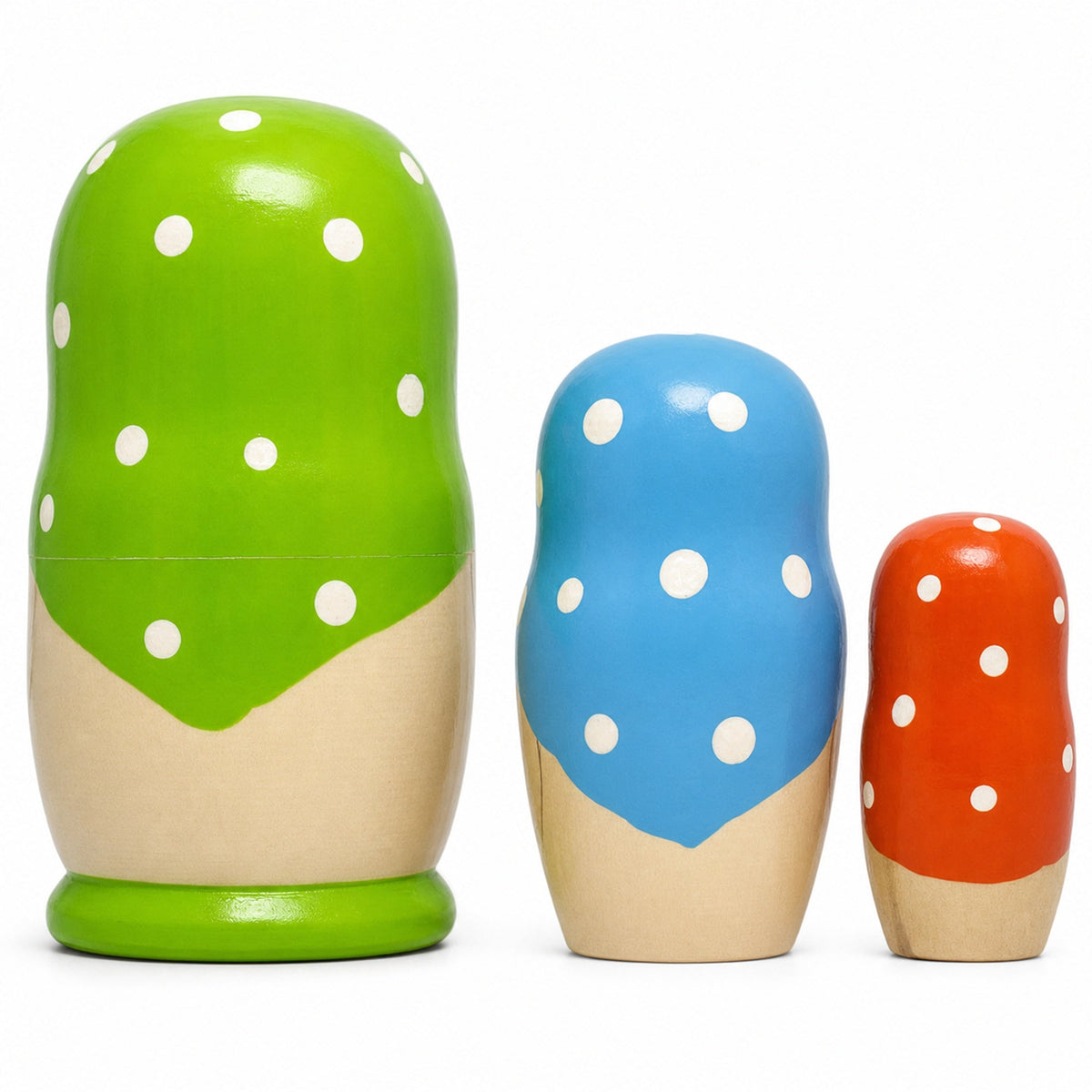 Set of 3 Green Blue and Orange  Nesting Doll 4 Inches