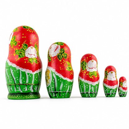Set of 5 Flowers Basket Nesting Dolls 6.5 Inches