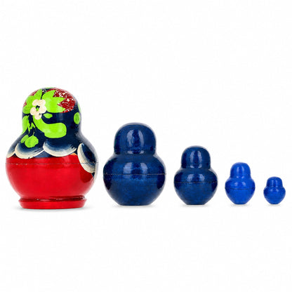 5 Miniature Strawberry Dress Nesting Dolls  1.75 Inches