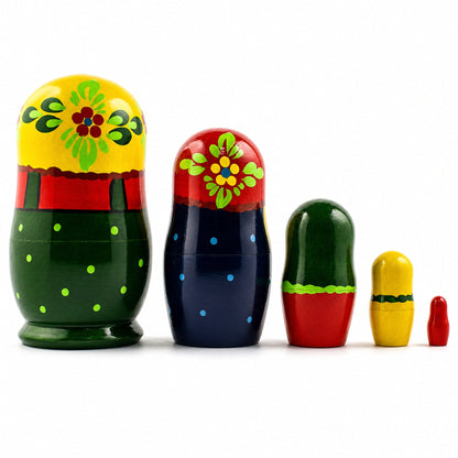 Set of 5 Yellow Scarf Nesting Dolls 4 Inches