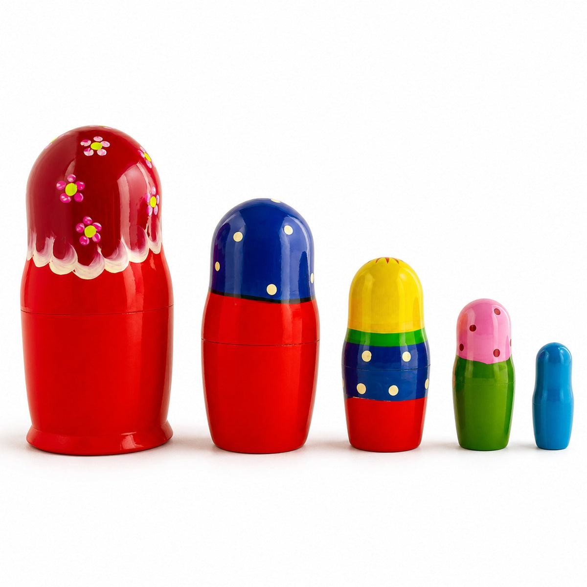 Set of 5 Girls with Cat, Rooster and Duck Animals Nesting Figurines 6 Inches