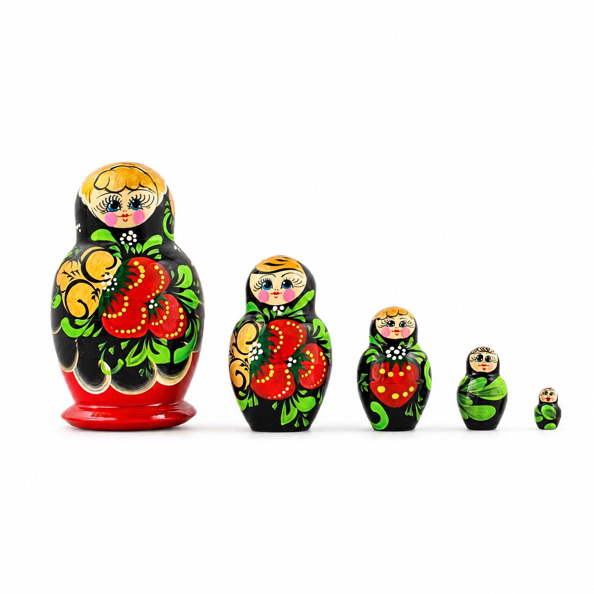 Set of 5 Wooden Nesting Dolls  3.5 Inches
