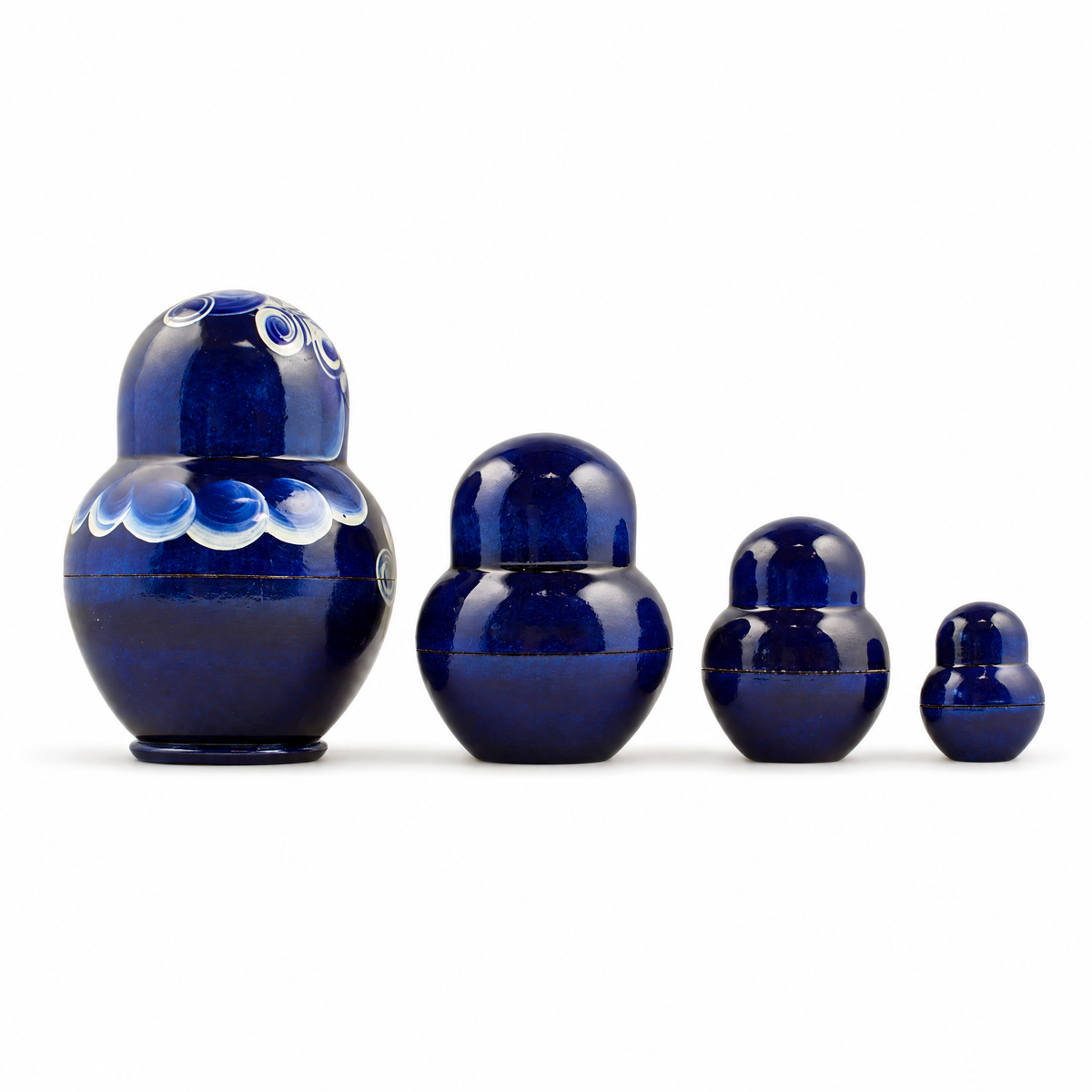 Set of 4 Miniature Wooden Nesting Dolls Matryoshka in Blue Dress  3 Inches