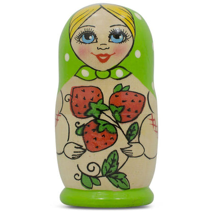 Set of 3 Green Blue and Orange  Nesting Doll 4 Inches