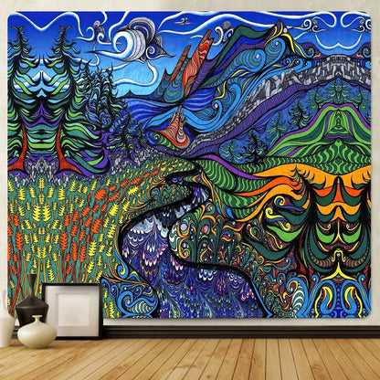 Neon psychedelic bohemian tapestry bedroom wall art decor