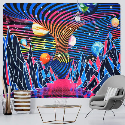 Neon psychedelic bohemian tapestry bedroom wall art decor