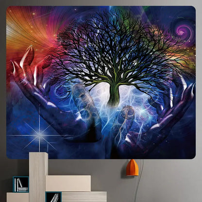 Neon psychedelic bohemian tapestry bedroom wall art decor