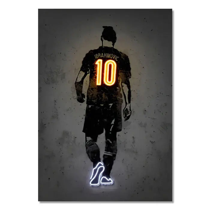 Modern neon soccer player wall art poster bedroom decor
