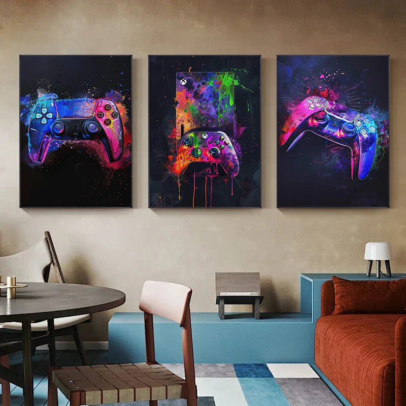 DecorBites™ Neon Video Game Posters for Gamer Room
