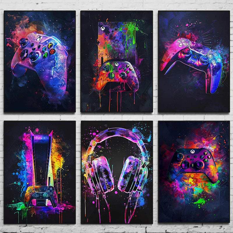 DecorBites™ Neon Video Game Posters for Gamer Room
