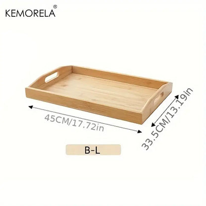 Nested light brown rectangular wooden trays kitchen storage organizer