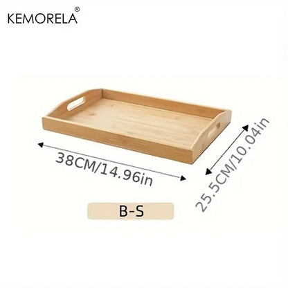 Nested light brown rectangular wooden trays kitchen storage organizer