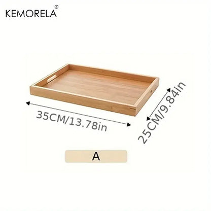 Nested light brown rectangular wooden trays kitchen storage organizer