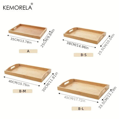 Nested light brown rectangular wooden trays kitchen storage organizer