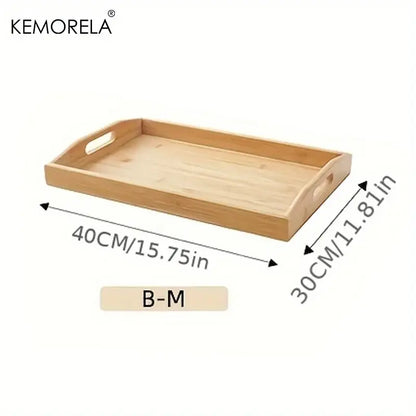 Nested light brown rectangular wooden trays kitchen storage organizer