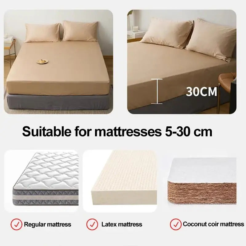 Neutral microfiber double bed elastic fitted sheet bedroom cover