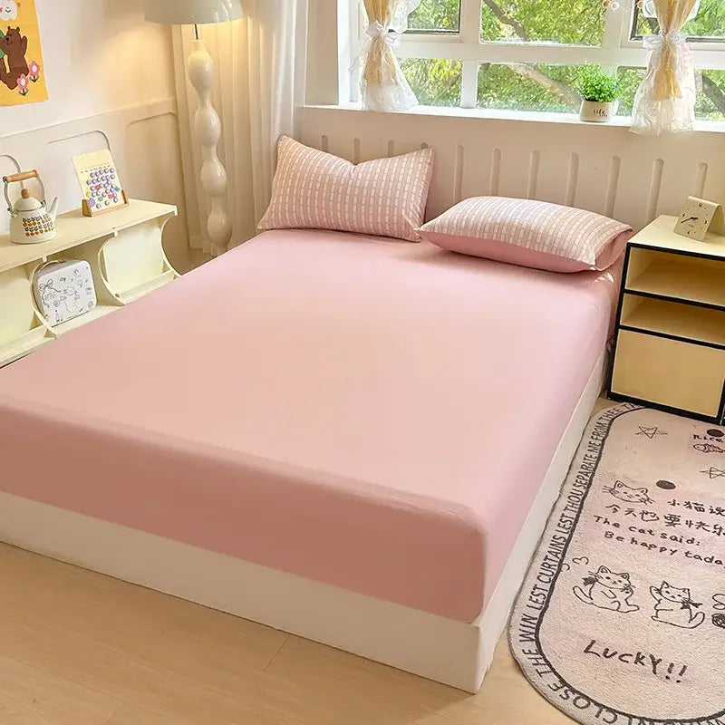 Neutral microfiber double bed elastic fitted sheet bedroom cover