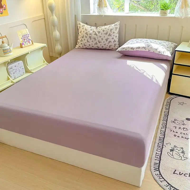 Neutral microfiber double bed elastic fitted sheet bedroom cover