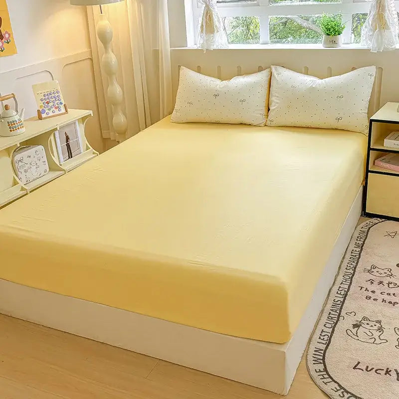 Neutral microfiber double bed elastic fitted sheet bedroom cover