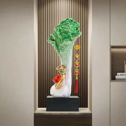 New chinese green & white ceramic cabbage ornament office decor