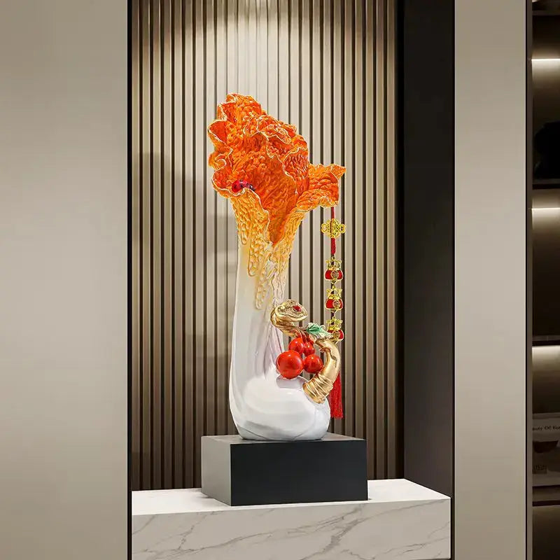 New chinese green & white ceramic cabbage ornament office decor