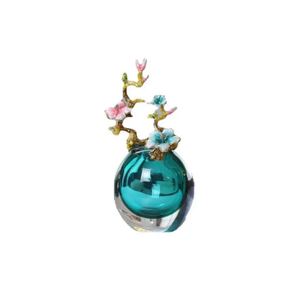 New chinese teal glass vases with enamel small ornaments living room