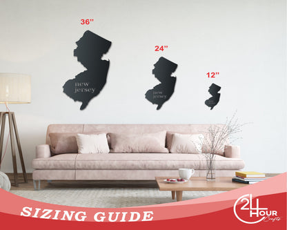 Metal New Jersey Wall Art - Custom Metal US State Sign - 14 Color Options