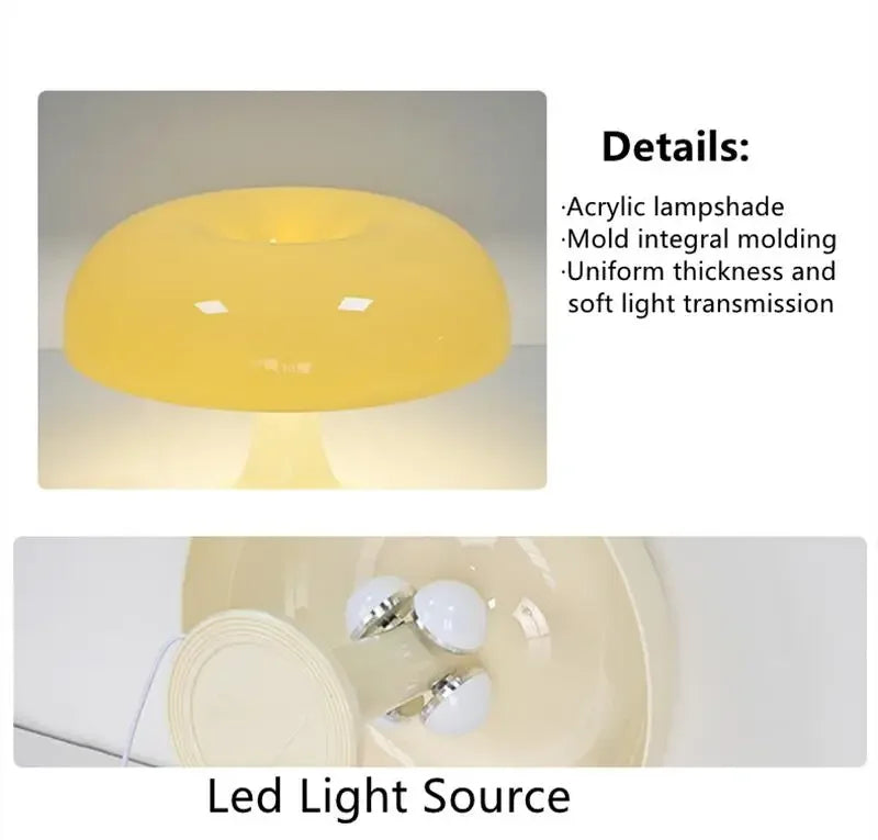 DecorBites™ New Led Mushroom Table Lamp for Hotel Bedroom Bedside Living Room Decoration Lighting Modern Minimalist Creativity Desk Lights