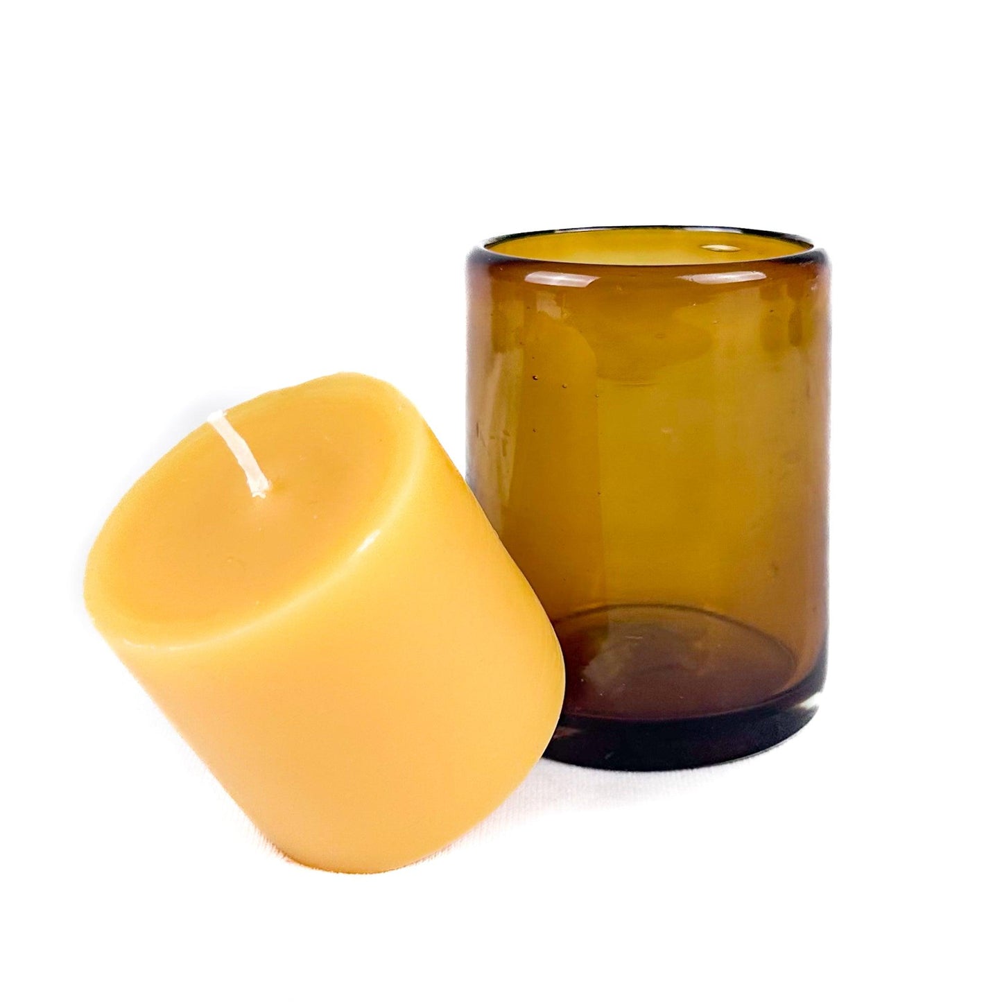 Pure Beeswax Candle in Blown Glass