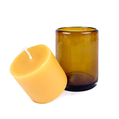 Pure Beeswax Candle in Blown Glass