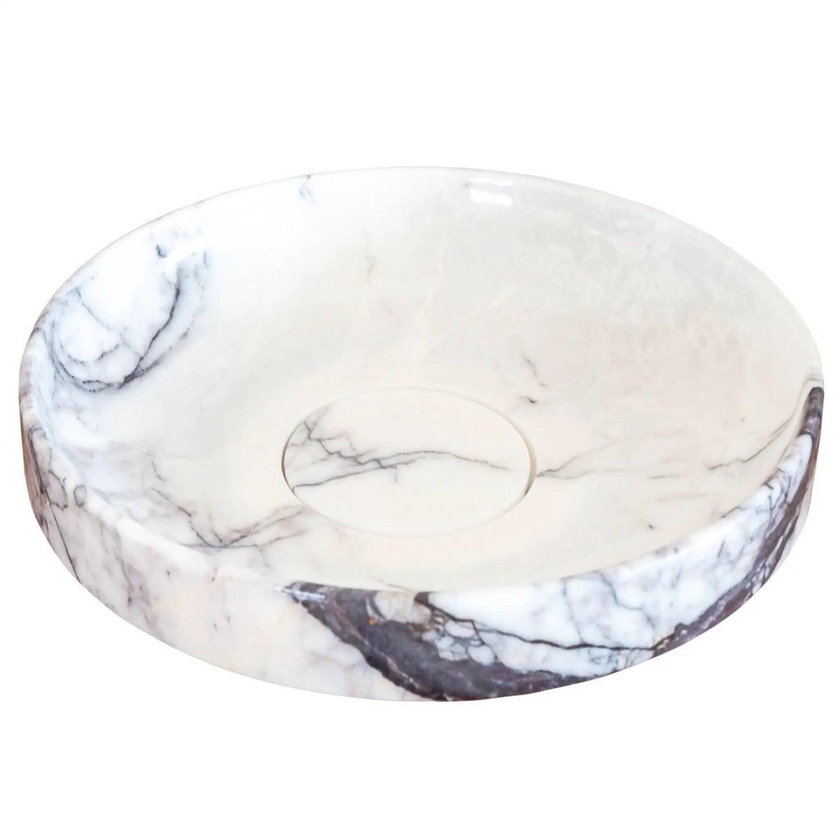 Handcrafted White Marble Vessel Bathroom Sink Polished Above Counter