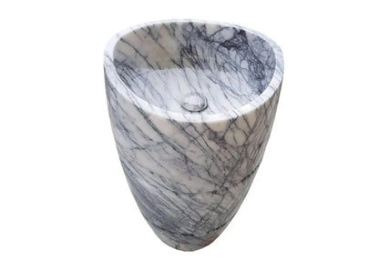 Curved Marble Pedestal Bathroom Sink With Sculptural Design 22X34